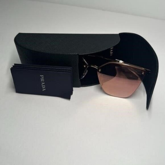 💯- New Prada Cinéma Dark Gold Irregular Cat Eye Sunglasses Cinéma Collection - Picture 6 of 12